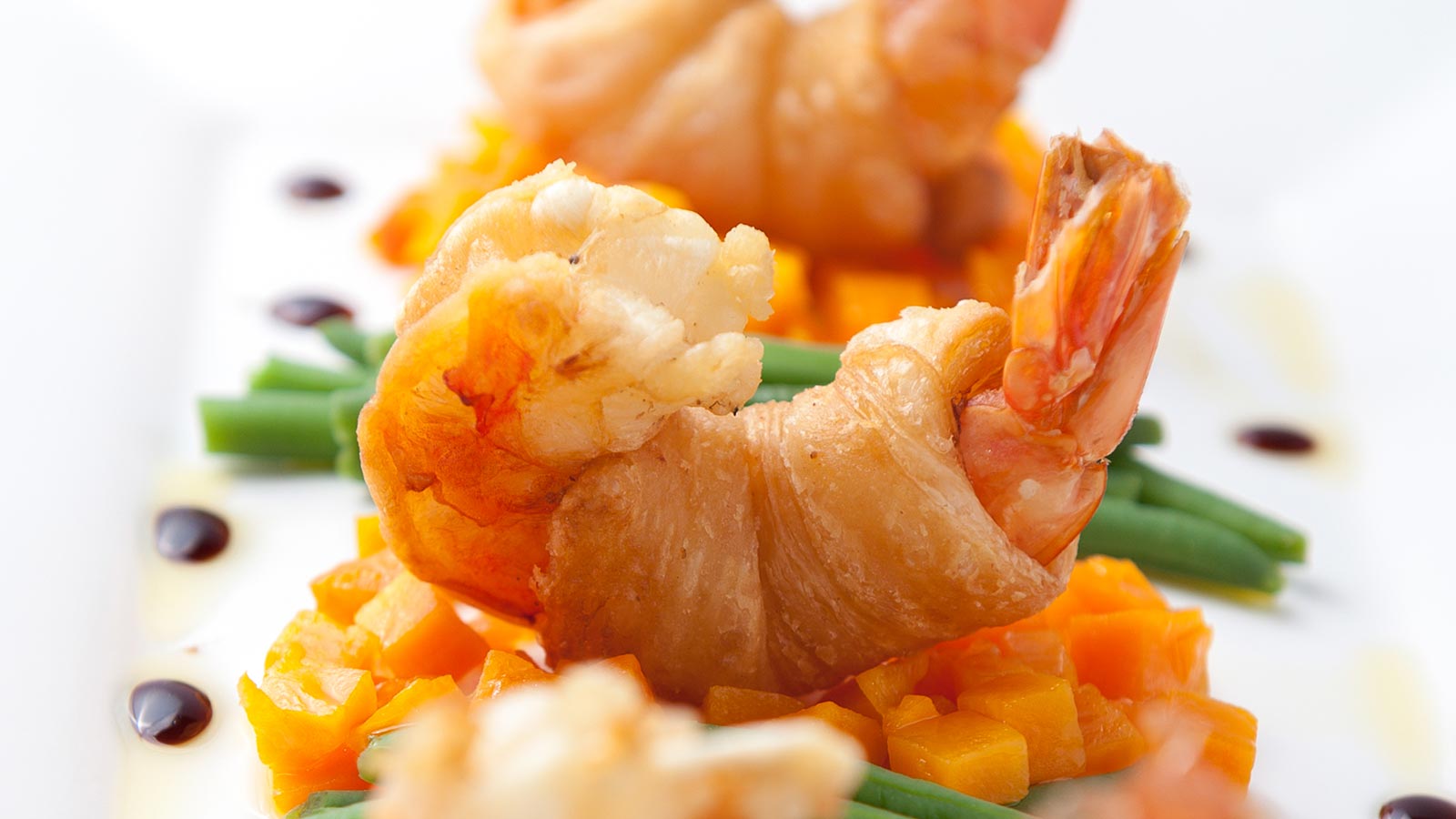 Detail of a shrimp dish made by our chef